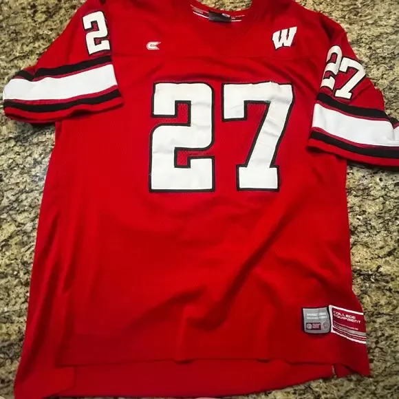 Colosseum Mens XL Wisconsin Badgers #27 Football Jersey Red White NCAA - Picture 3 of 9